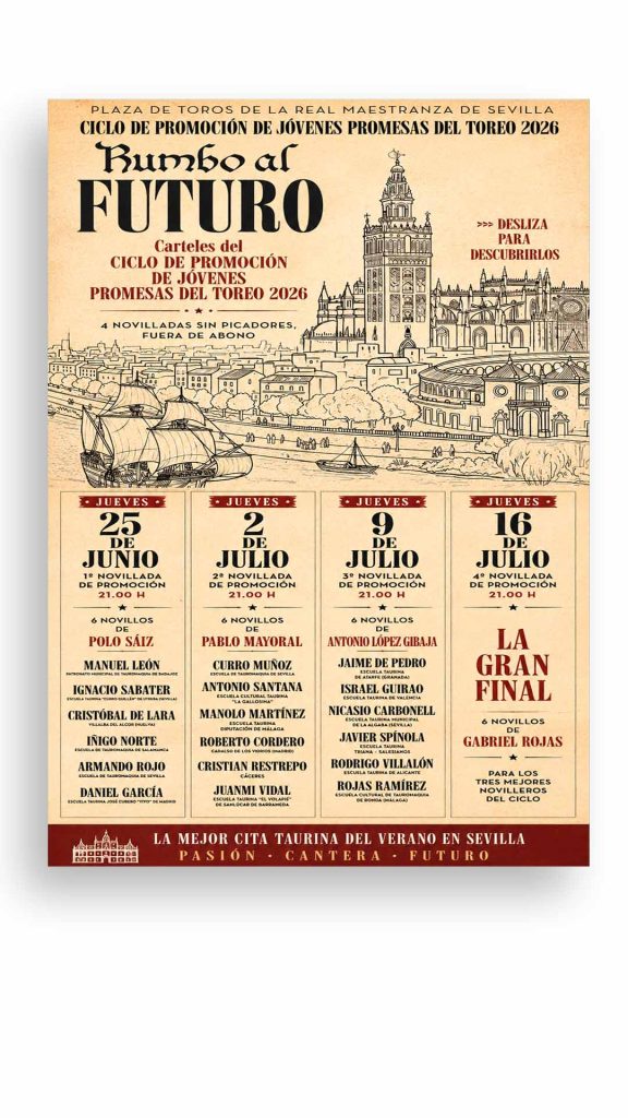 Cartel Toros Novilladas nocturnas en Sevilla 2026